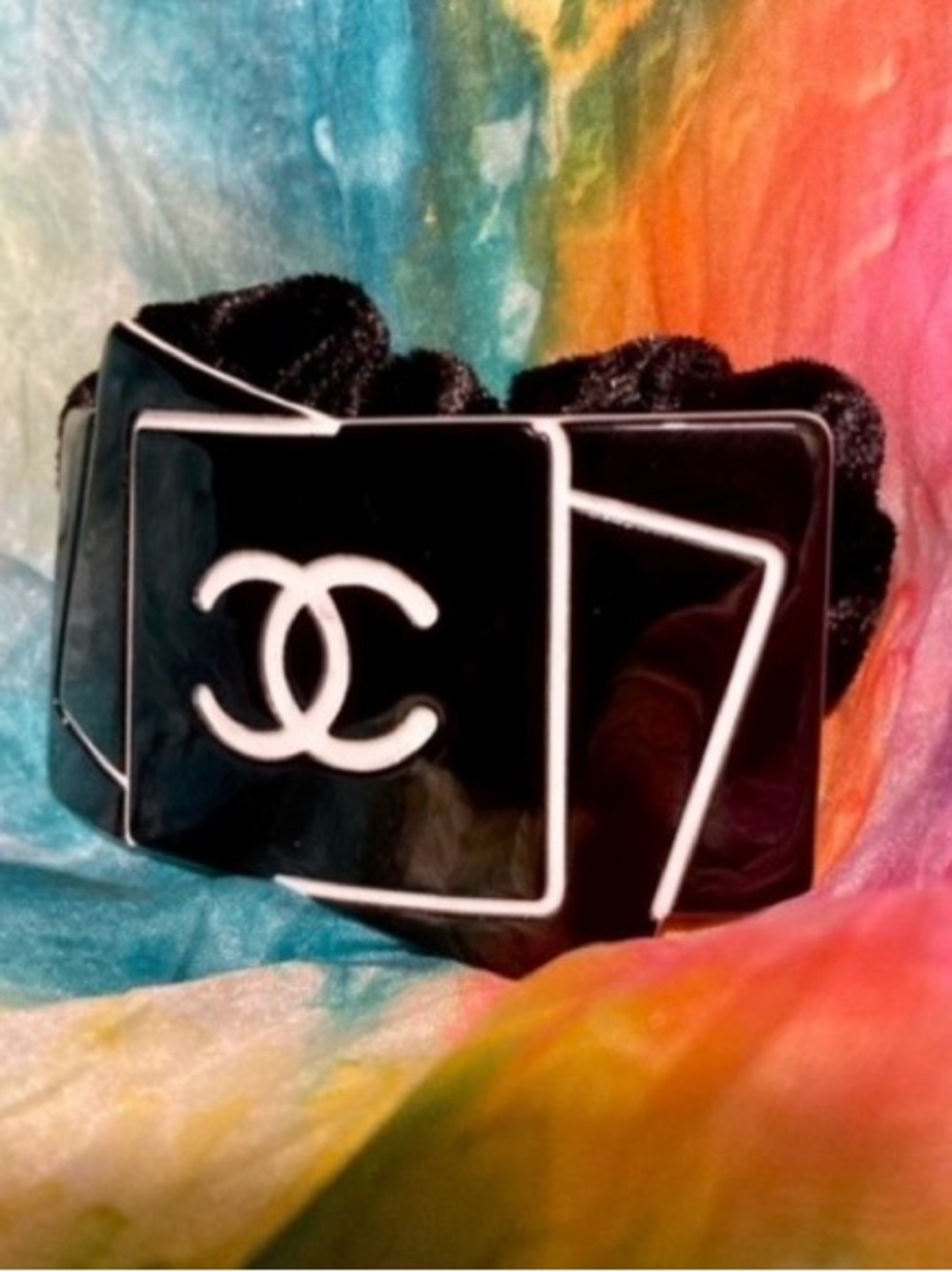 VIP Gwp Hair Tie scrunchie Black CC Logo Elastic - Picture 2 of 4